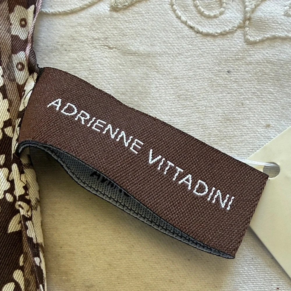ADRIENNE VITTADINI LADIES 100% SILK SCARF NWT NEW TAGS, BURGUNDY, BEIGE COLORS